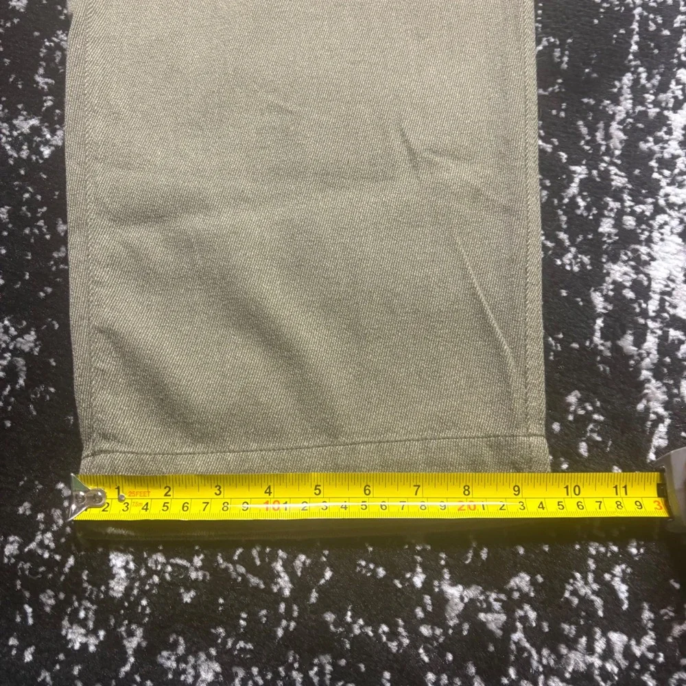 Vintage Structure Mens Olive Green Cargo Pants Wide Leg Cotton Twill 36x30